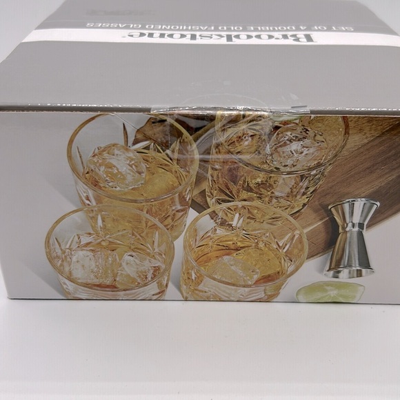 Brookstone Double Old Fashioned Glasses Set of 4 11.5 oz Crystal New in Box! - Picture 4 of 4